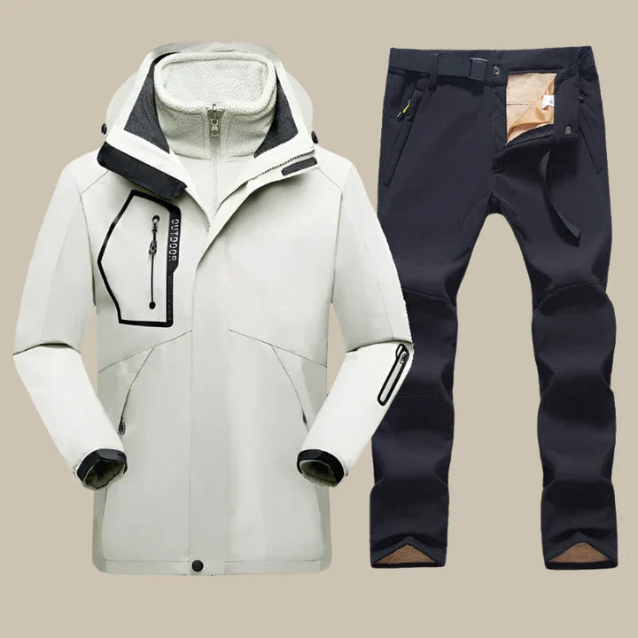 SnowPro Zweiteiliger Skianzug | Wasserdichte Parka-Winterjacke mit Wintersporthose für Herren