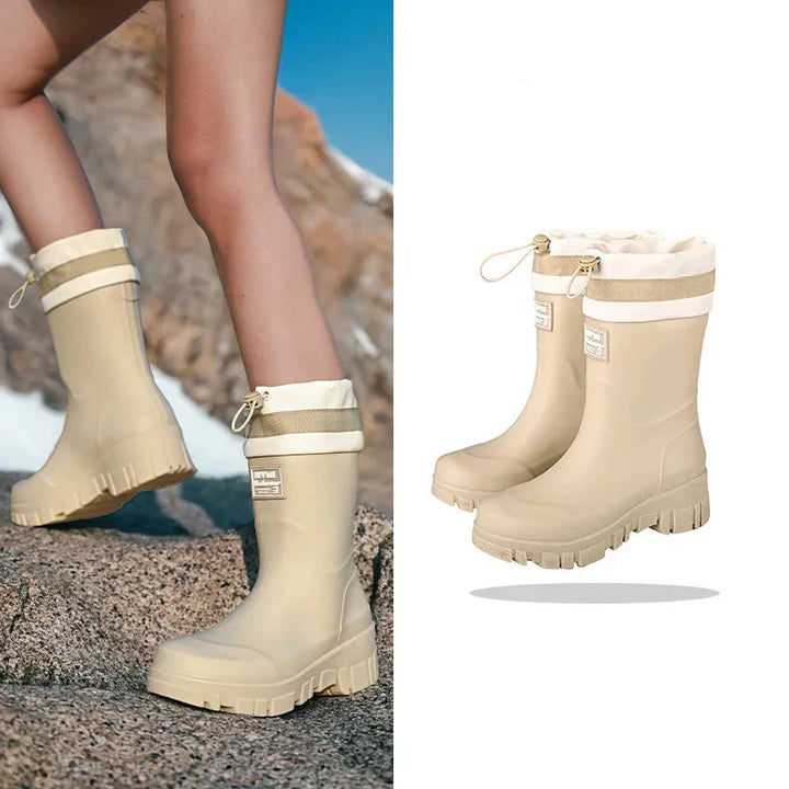 Regenstiefel für den Herbst - Retro Wasserdichte Gummistiefel mit rutschfester Sohle für Damen