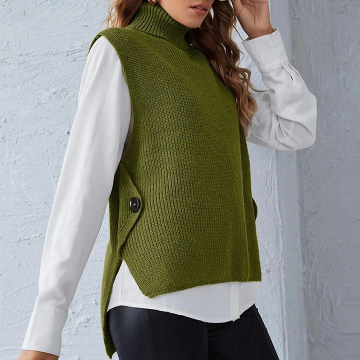 Pullunder für den Herbst - Ärmellose Rollkragenpullover mit Rippenstrick-Textur für Damen