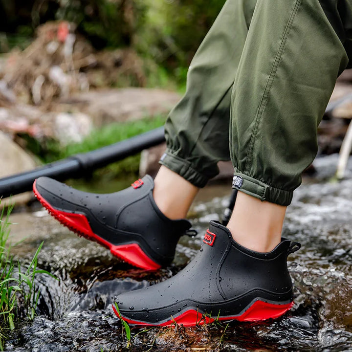 Regenstiefel für den Herbst - Wasserdichte Halbhohe Gummistiefel mit rutschfester Sohle für Damen