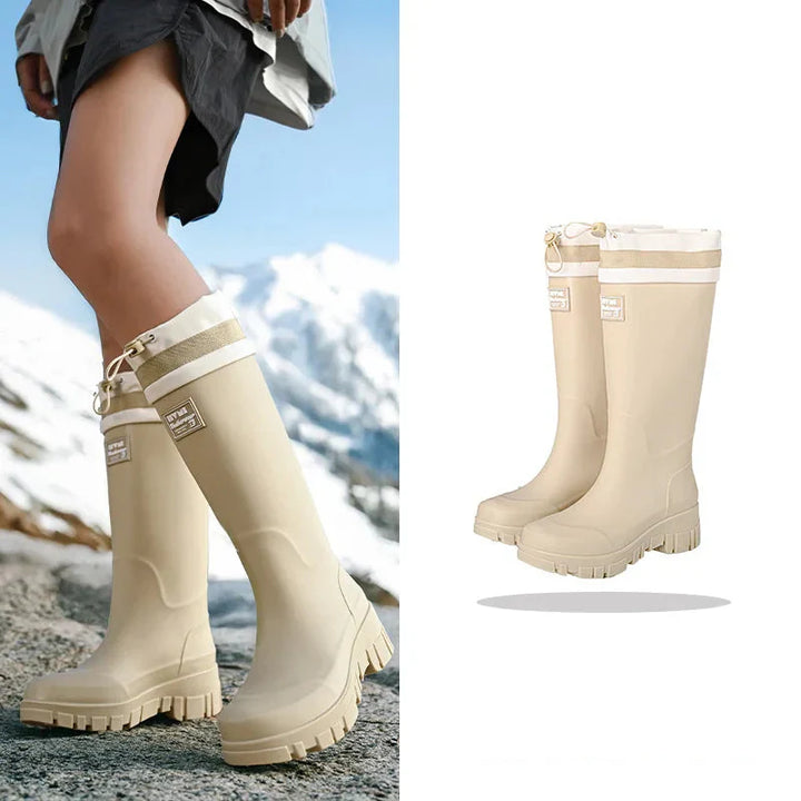 Regenstiefel für den Herbst - Retro Wasserdichte Gummistiefel mit rutschfester Sohle für Damen