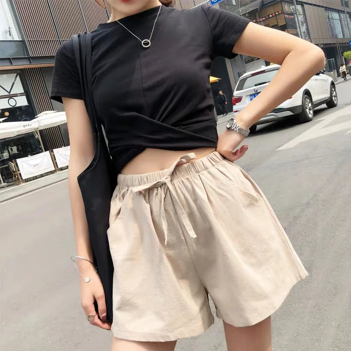 Shorts für Damen - Luftige Kurze Hose Mit Kordelzug für Sommer