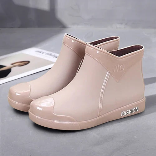 Regenstiefel für den Herbst - Wasserdichte Ankle Gummistiefel mit Reißverschluss für Damen