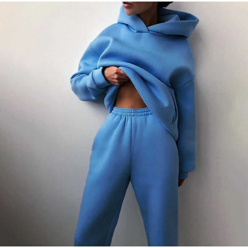 Loscini Loungeweat Set | Zweiteiler-set mit Hoodie und Jogger Für Damen