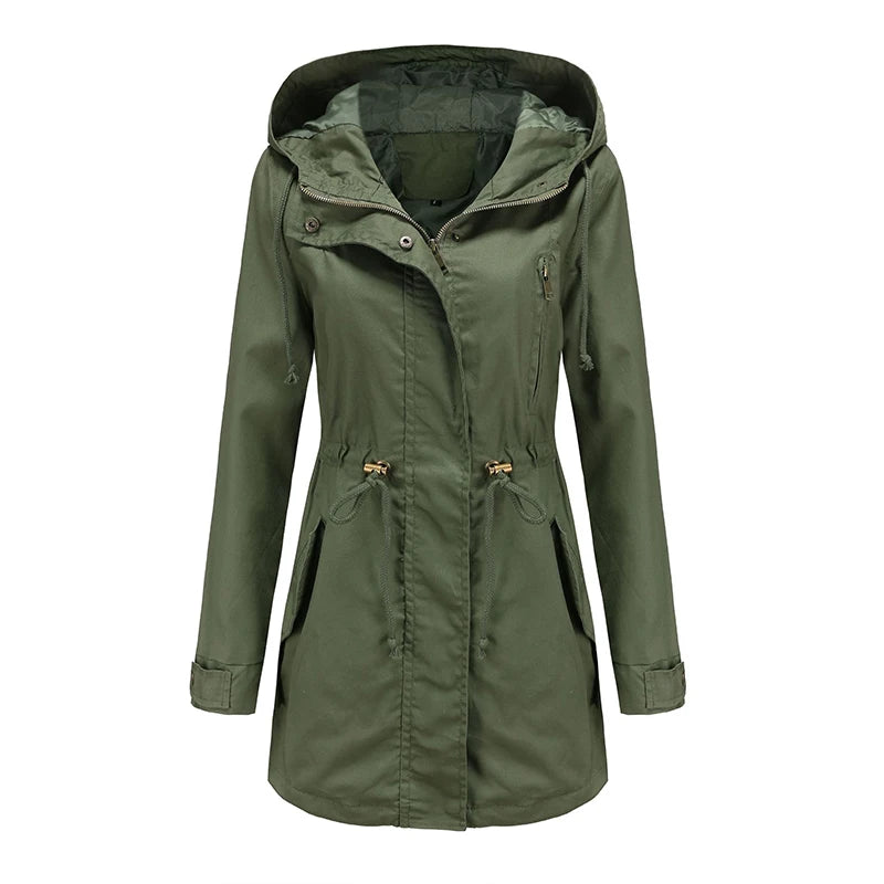 Mila Regenjacke -  Wasserfeste Lange Damen Jacke mit Kapuze