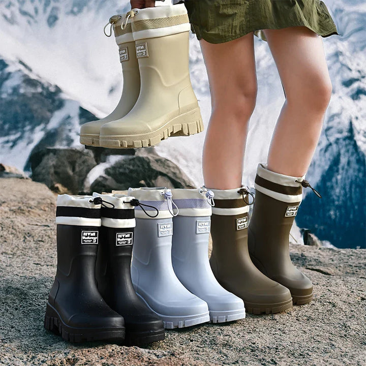 Regenstiefel für den Herbst - Retro Wasserdichte Gummistiefel mit rutschfester Sohle für Damen