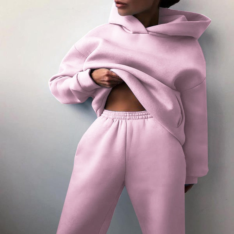 Loscini Loungeweat Set | Zweiteiler-set mit Hoodie und Jogger Für Damen