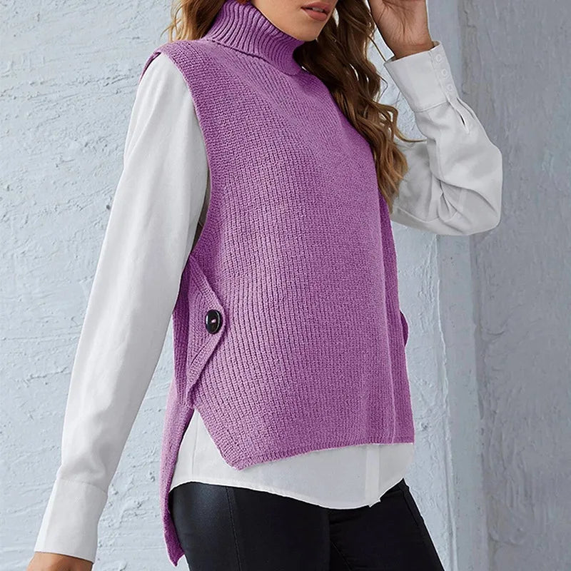 Pullunder für den Herbst - Ärmellose Rollkragenpullover mit Rippenstrick-Textur für Damen