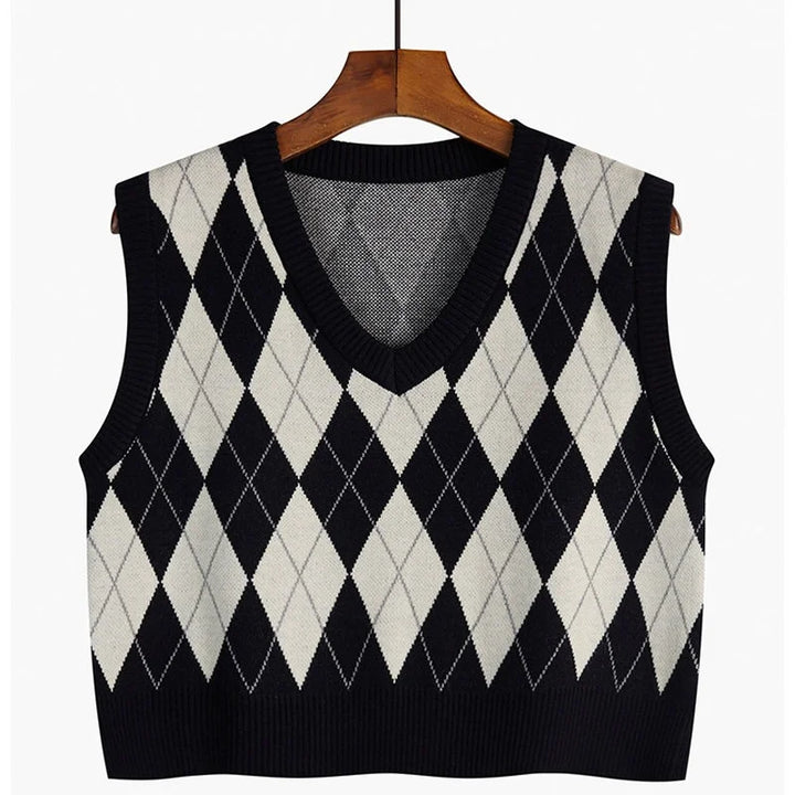 Pullunder für den Herbst - Vintage Kürze Strickpullover mit V-Ausschnitt für Damen