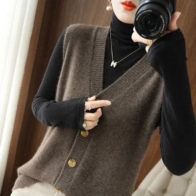 Strickweste für den Herbst - Vintage ärmellose Strickweste für Damen