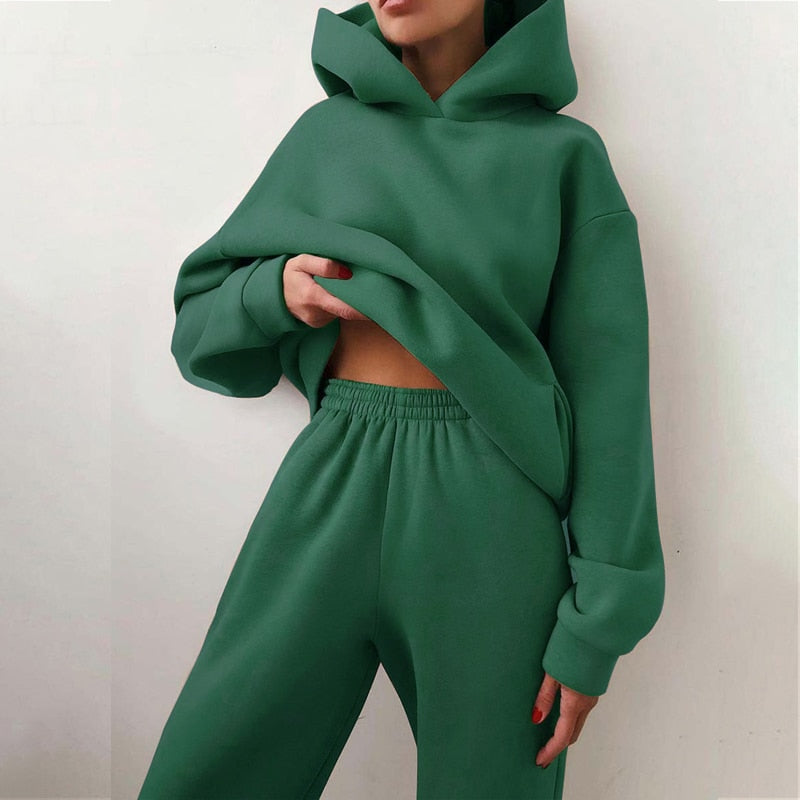 Loscini Loungeweat Set | Zweiteiler-set mit Hoodie und Jogger Für Damen