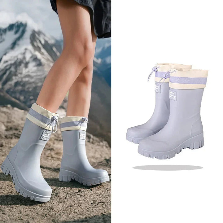 Regenstiefel für den Herbst - Retro Wasserdichte Gummistiefel mit rutschfester Sohle für Damen