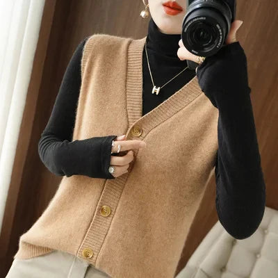 Strickweste für den Herbst - Vintage ärmellose Strickweste für Damen
