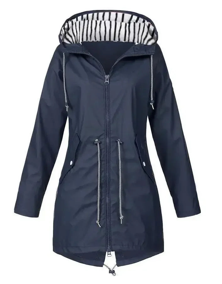 Viva Regenjacke -  Wasserfeste Lange Damen Jacke mit Kapuze