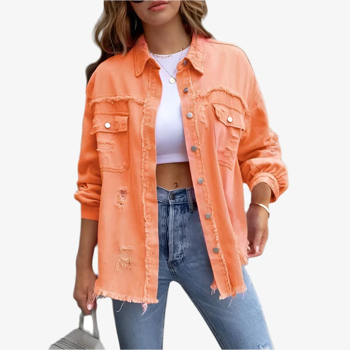 Jeansjacke für den Herbst - Trendy Lange Übergangsjacke für Damen