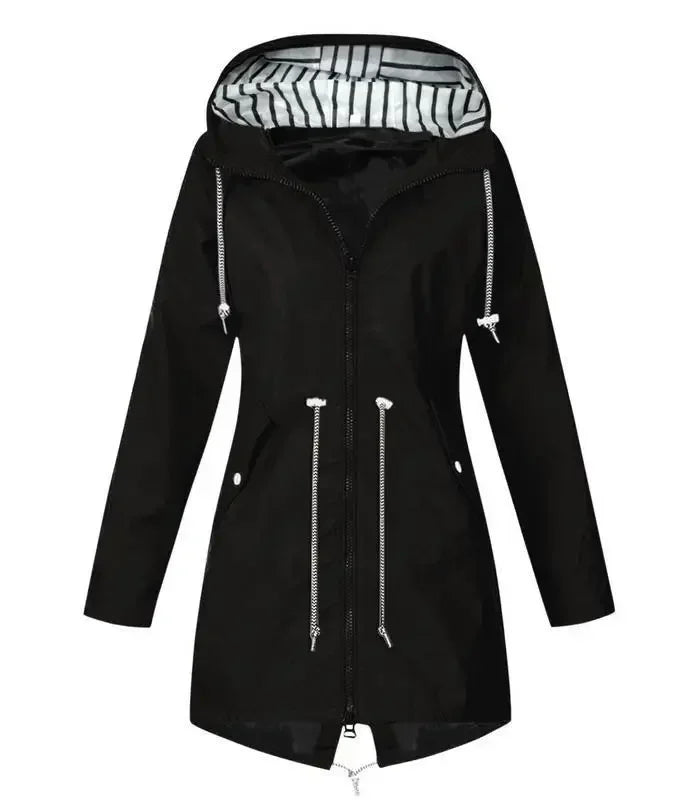 Viva Regenjacke -  Wasserfeste Lange Damen Jacke mit Kapuze