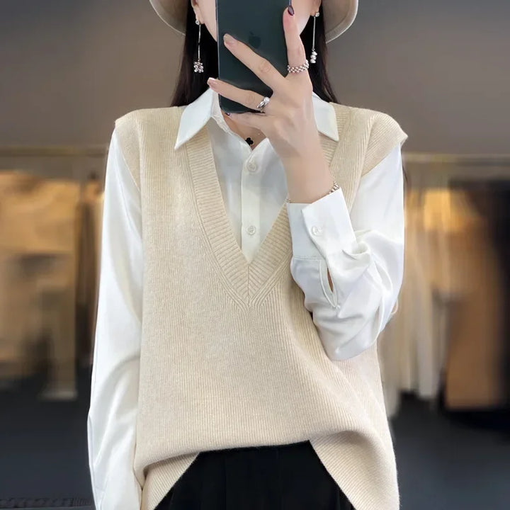 Pullunder für den Herbst - Elegante Strickpullover mit tiefem V-Ausschnitt für Damen