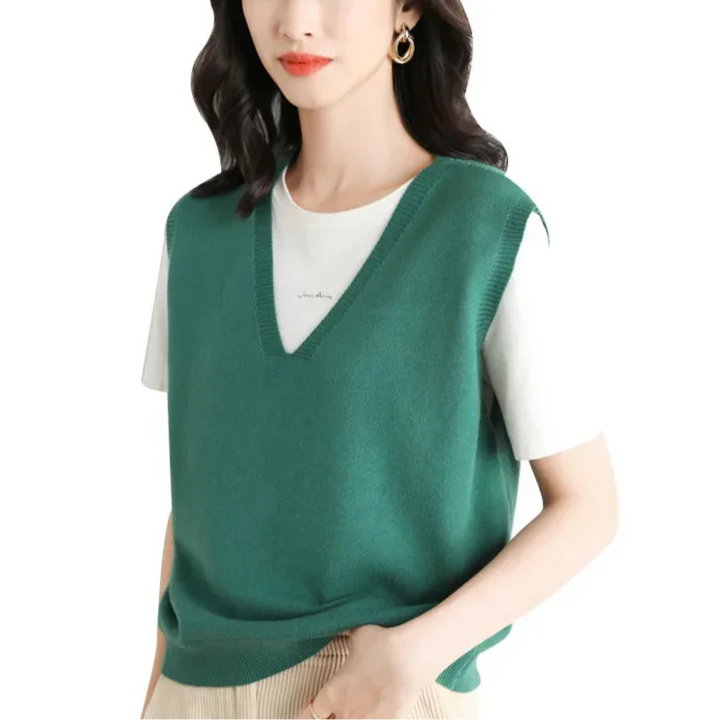 Pullunder für den Herbst - Trendy Strickpullover mit V-Halsschnitt für Damen