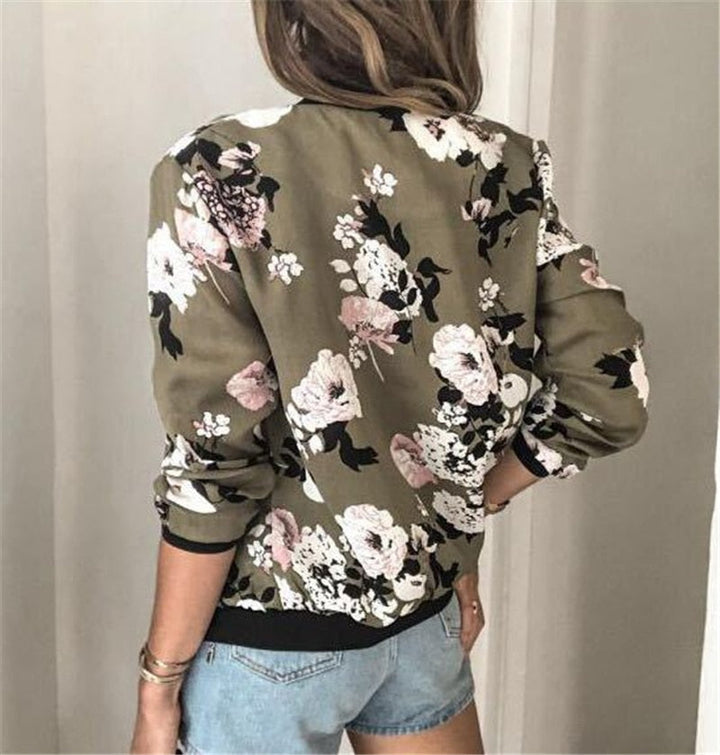 Übergangsjacke für Damen mit Blumendruck