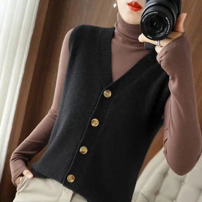 Strickweste für den Herbst - Vintage ärmellose Strickweste für Damen