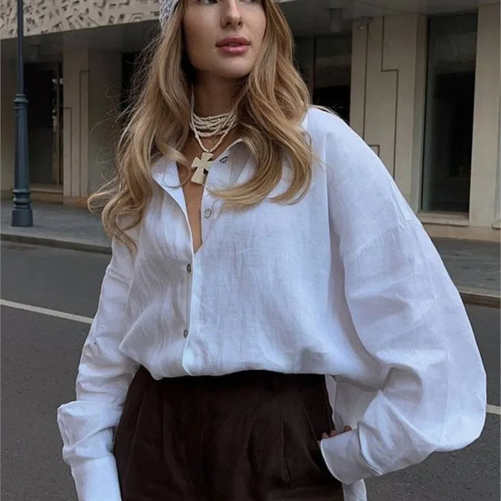 Oversized Bluse - Elegante Lockere Langarmbluse