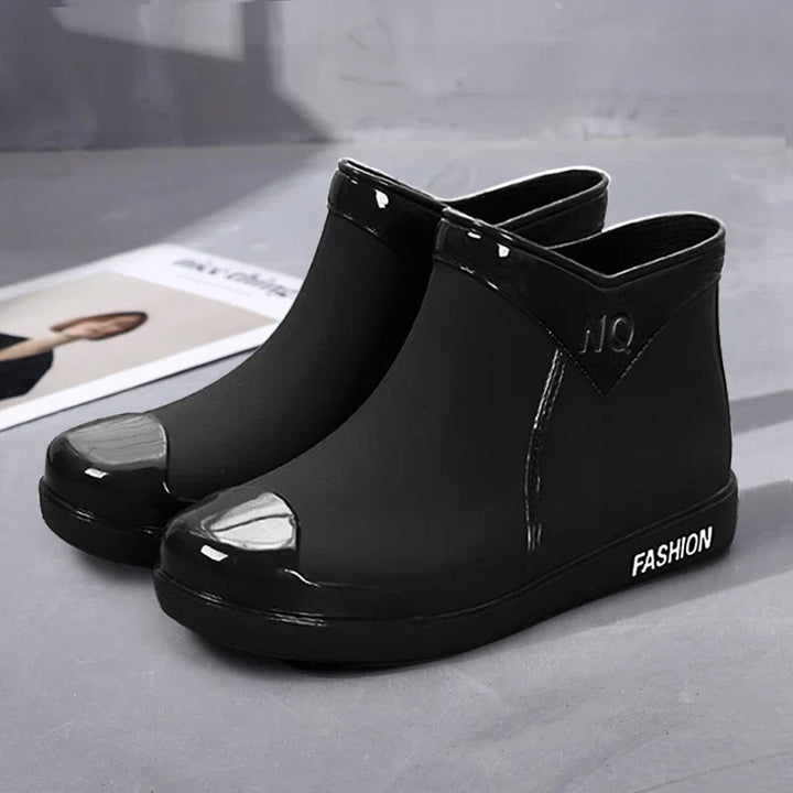 Regenstiefel für den Herbst - Wasserdichte Ankle Gummistiefel mit Reißverschluss für Damen