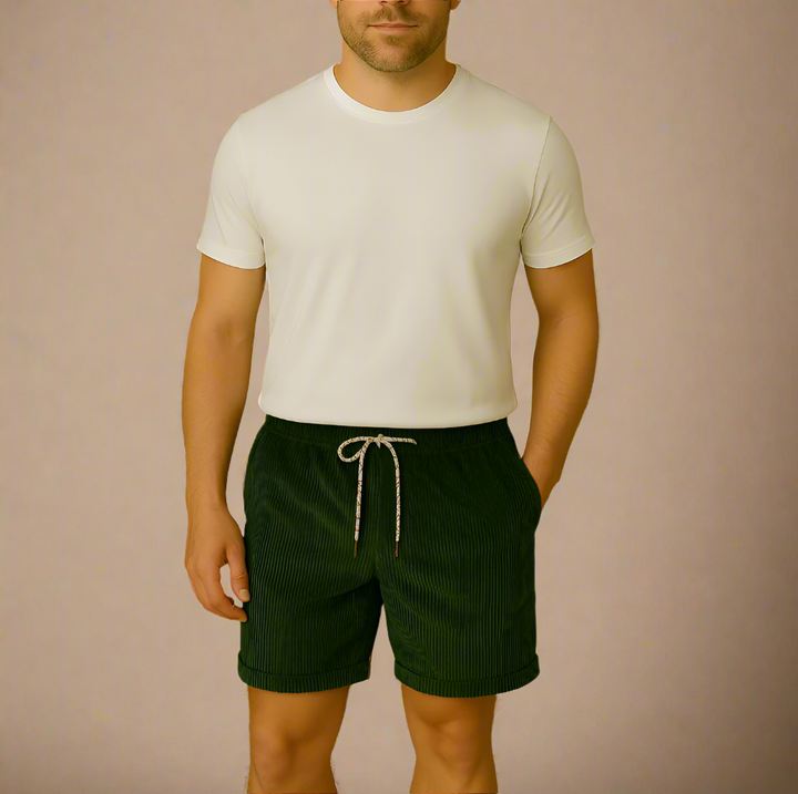 Axel Cord Shorts | Bequeme Grüne Kurze Hose mit Kordelzug für Herren