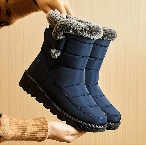 Gefütterte Winterstiefel für Damen - Chunky Stiefeletten mit Plateau-Sohle - Warme Boots für den Winter