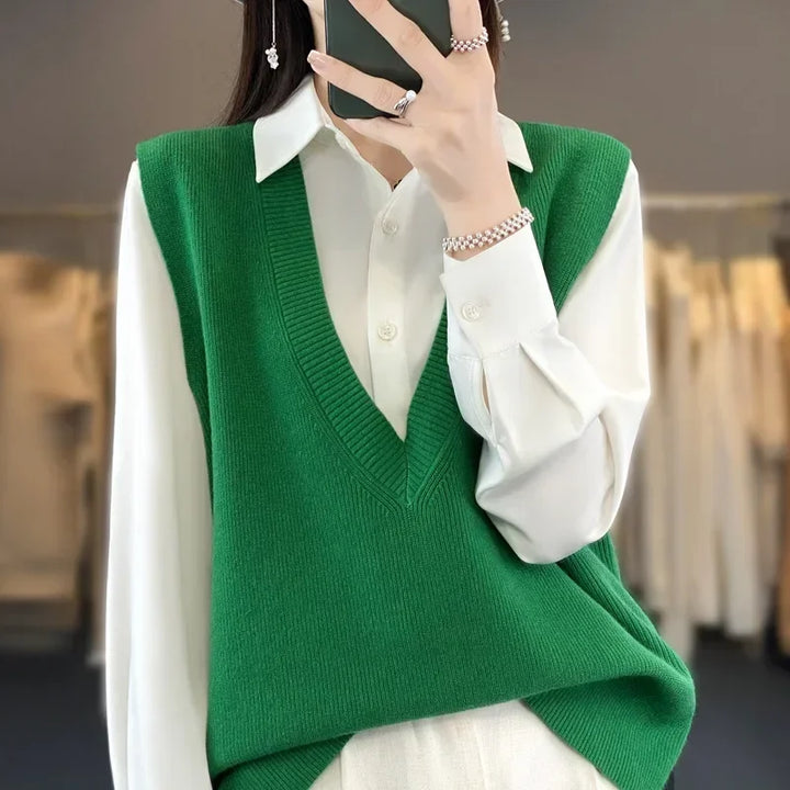 Pullunder für den Herbst - Elegante Strickpullover mit tiefem V-Ausschnitt für Damen