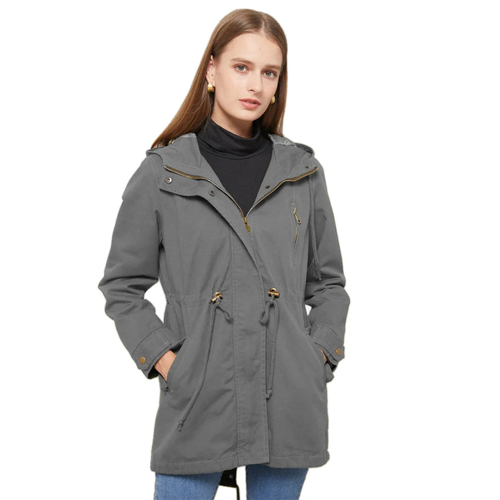 Mila Regenjacke -  Wasserfeste Lange Damen Jacke mit Kapuze