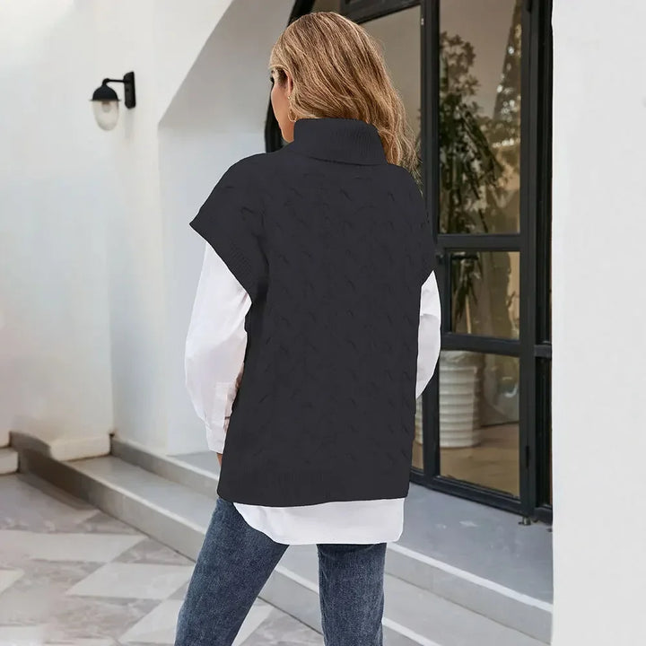 Pullunder für den Herbst - Ärmellose Rollkragenpullover mit Zopfmuster für Damen