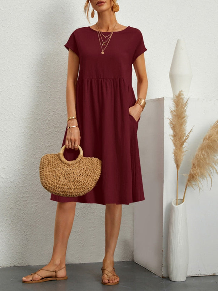 Toscana Casual Kleid - Modisch mittellanges Kleid für Frauen