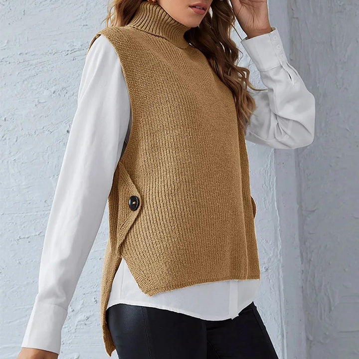 Pullunder für den Herbst - Ärmellose Rollkragenpullover mit Rippenstrick-Textur für Damen