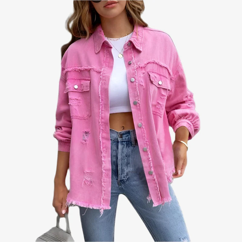 Jeansjacke für den Herbst - Trendy Lange Übergangsjacke für Damen