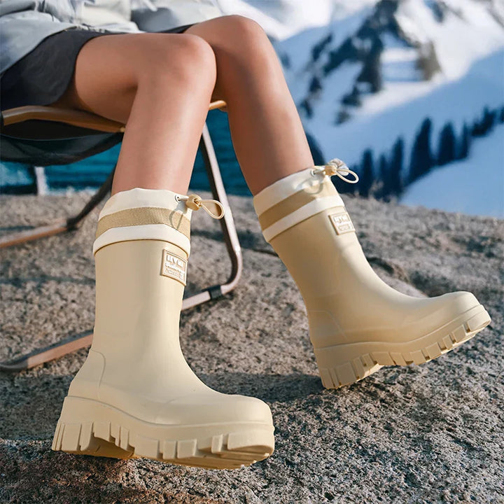 Regenstiefel für den Herbst - Retro Wasserdichte Gummistiefel mit rutschfester Sohle für Damen