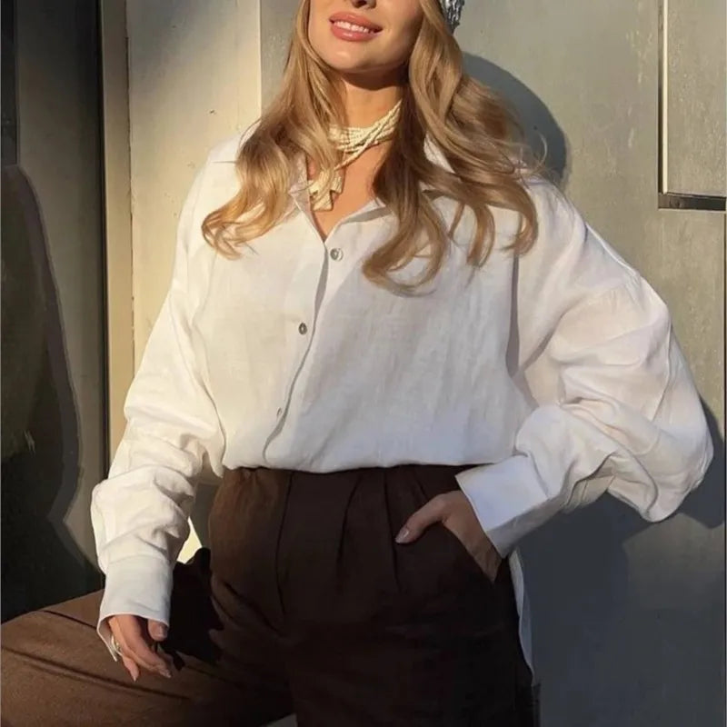 Oversized Bluse - Elegante Lockere Langarmbluse