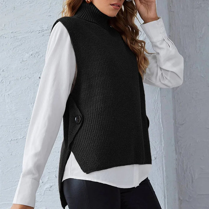 Pullunder für den Herbst - Ärmellose Rollkragenpullover mit Rippenstrick-Textur für Damen