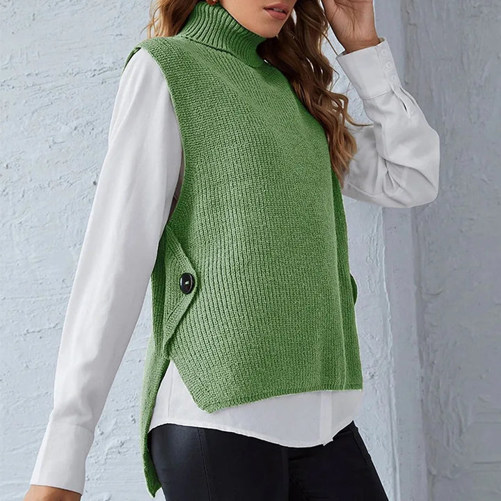 Pullunder für den Herbst - Ärmellose Rollkragenpullover mit Rippenstrick-Textur für Damen