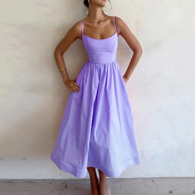 Olivia Sommerkleid | Elegantes Hochzeitsgast Kleid mit Spaghettiträgern