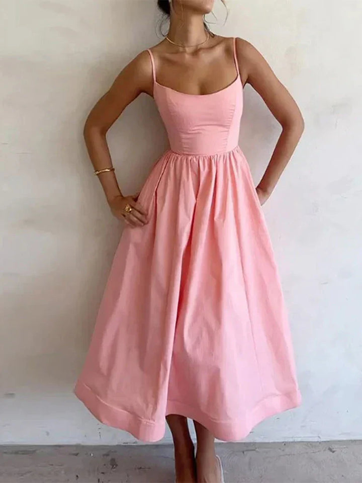 Olivia Sommerkleid | Elegantes Hochzeitsgast Kleid mit Spaghettiträgern