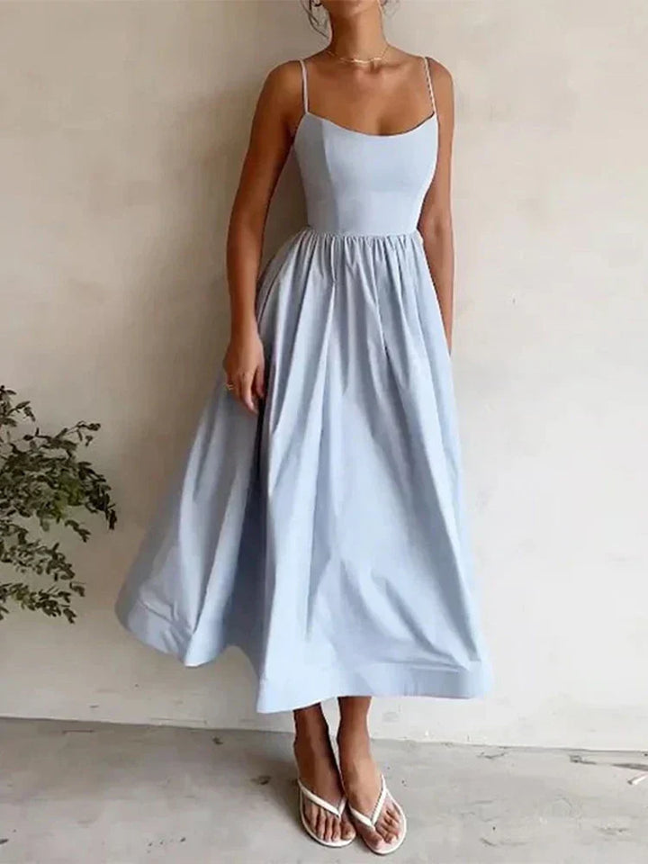 Olivia Sommerkleid | Elegantes Hochzeitsgast Kleid mit Spaghettiträgern