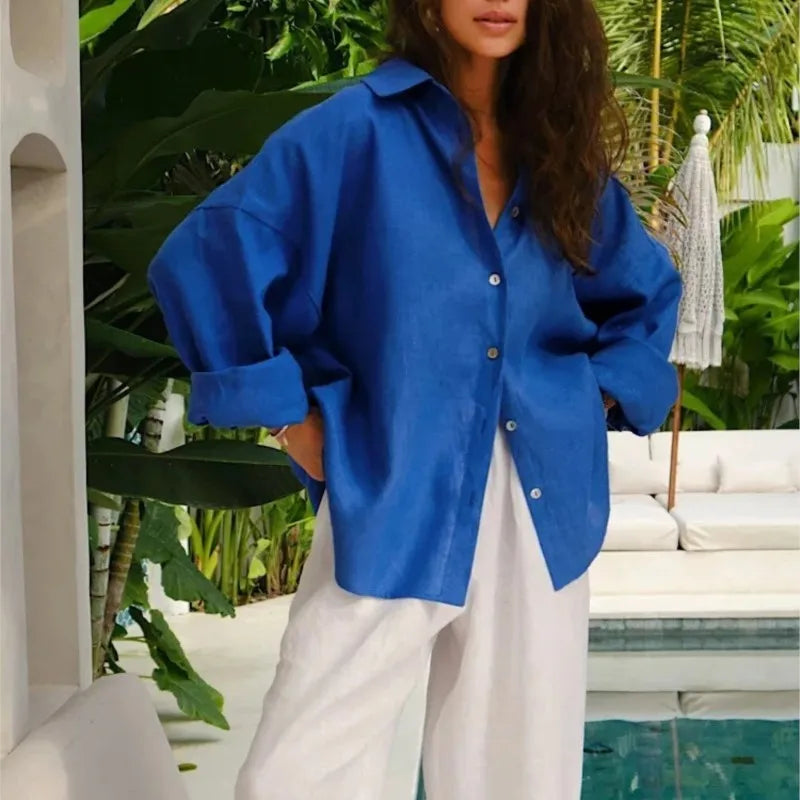Oversized Bluse - Elegante Lockere Langarmbluse