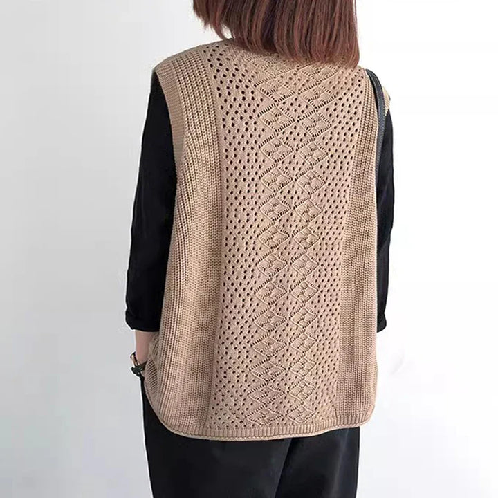 Pullunder für den Herbst - Ärmellose Lange Strickpullover mit V-Ausschnitt für Damen