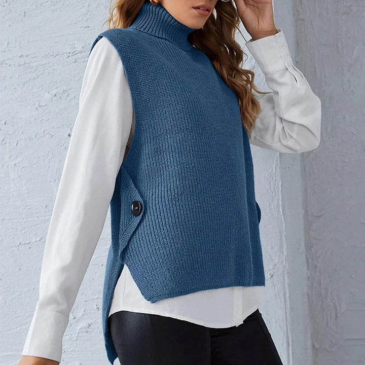 Pullunder für den Herbst - Ärmellose Rollkragenpullover mit Rippenstrick-Textur für Damen