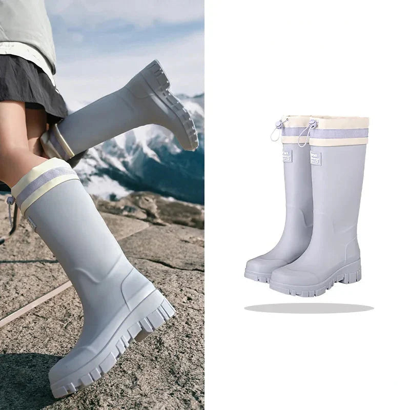 Regenstiefel für den Herbst - Retro Wasserdichte Gummistiefel mit rutschfester Sohle für Damen
