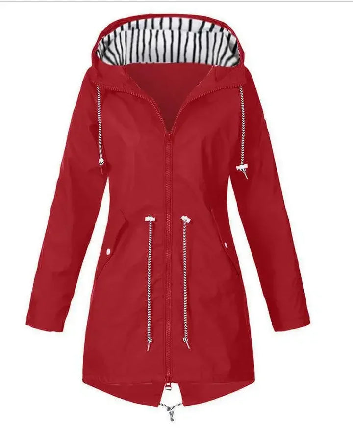 Viva Regenjacke -  Wasserfeste Lange Damen Jacke mit Kapuze