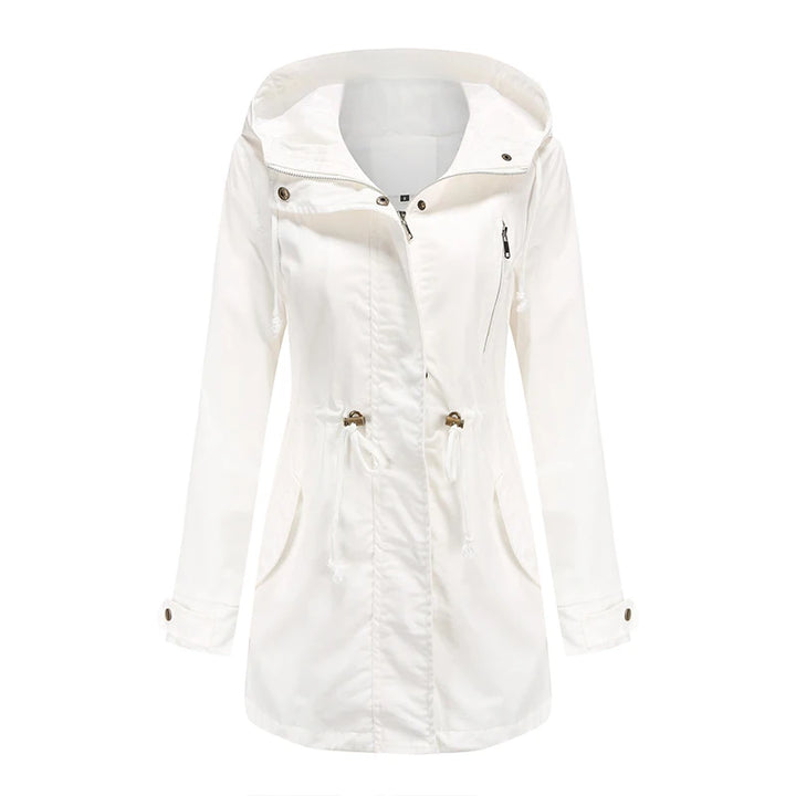 Mila Regenjacke -  Wasserfeste Lange Damen Jacke mit Kapuze