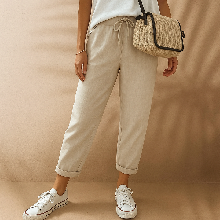 Sommerhose - Bequeme Luftige Leinen-Optik Caprihose