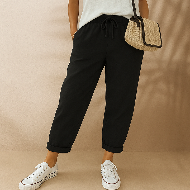 Sommerhose - Bequeme Luftige Leinen-Optik Caprihose
