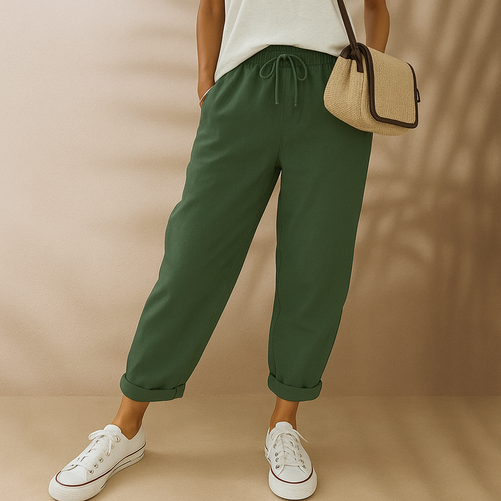Sommerhose - Bequeme Luftige Leinen-Optik Caprihose